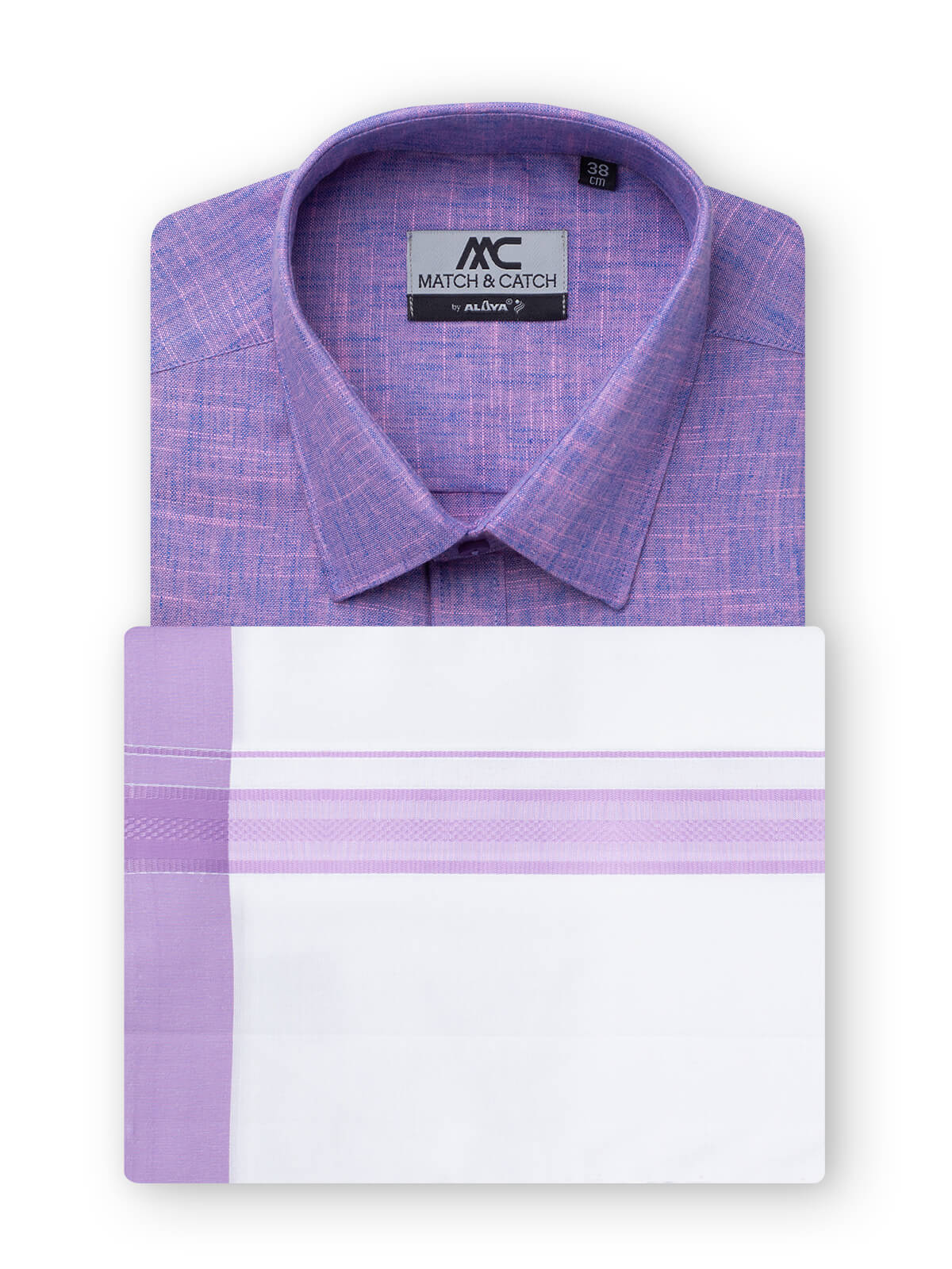 Purple color shirt with 2024 dhoti