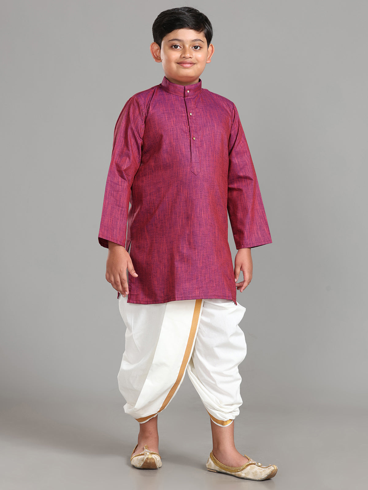 Junior Readymade Panchakacham Dhoti & Kurta Set - Mahogany