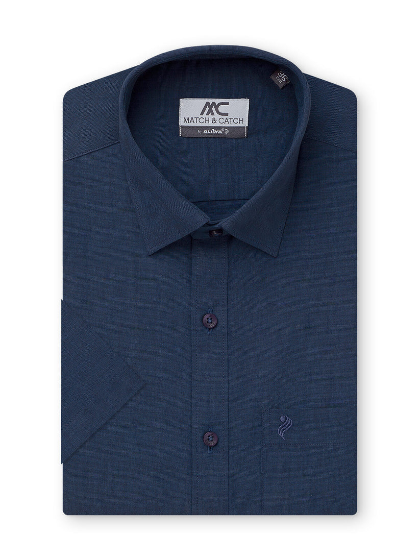 FilaFil Cotton Colour Shirt - Slim Fit - Navy